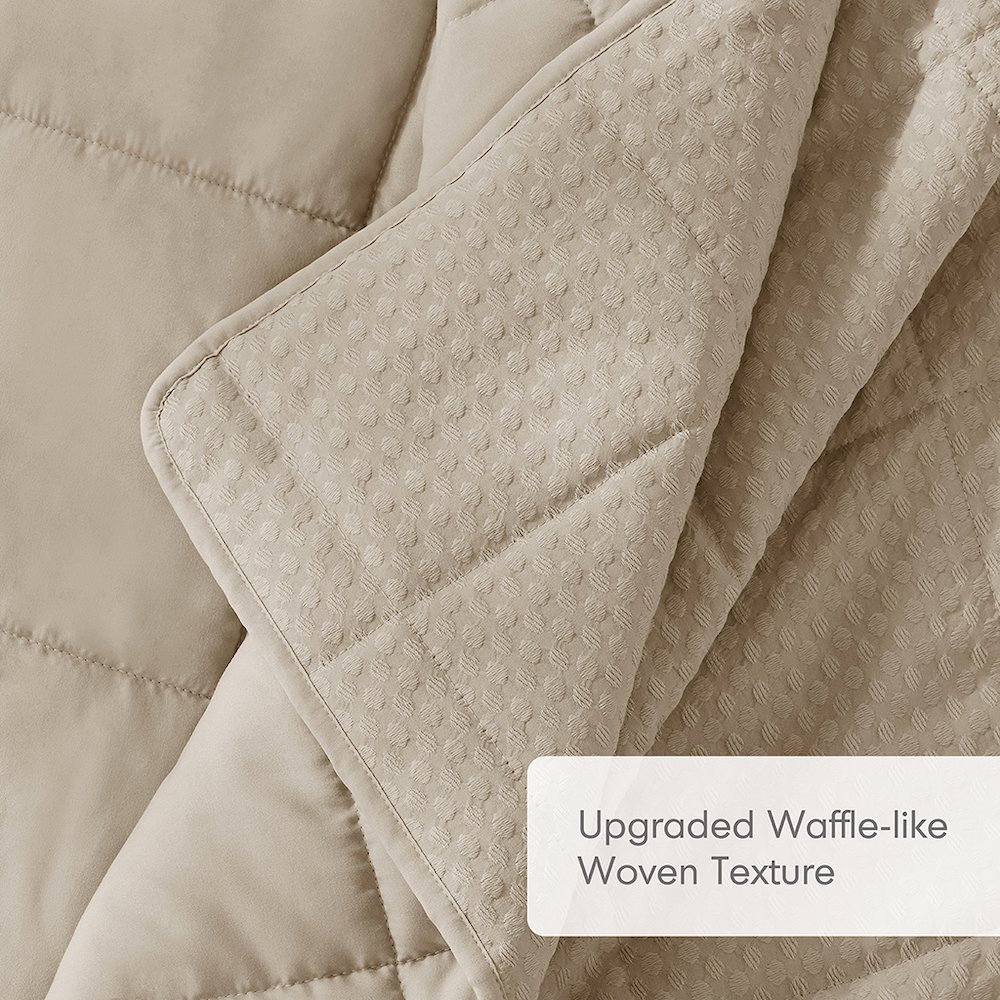 Mina Waffle Weave Textured Quilt Set, Neutral color. Picture 2