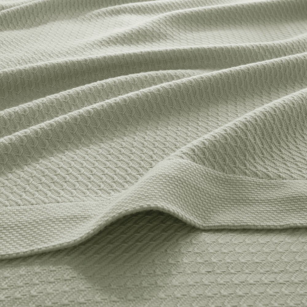 Egyptian Cotton Blanket, Sage Green color. Picture 3