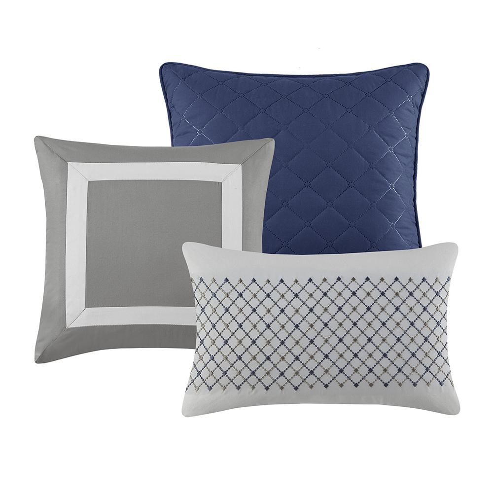 7 Piece Color Block Stripe Comforter Set with Throw Pillows. Picture 2