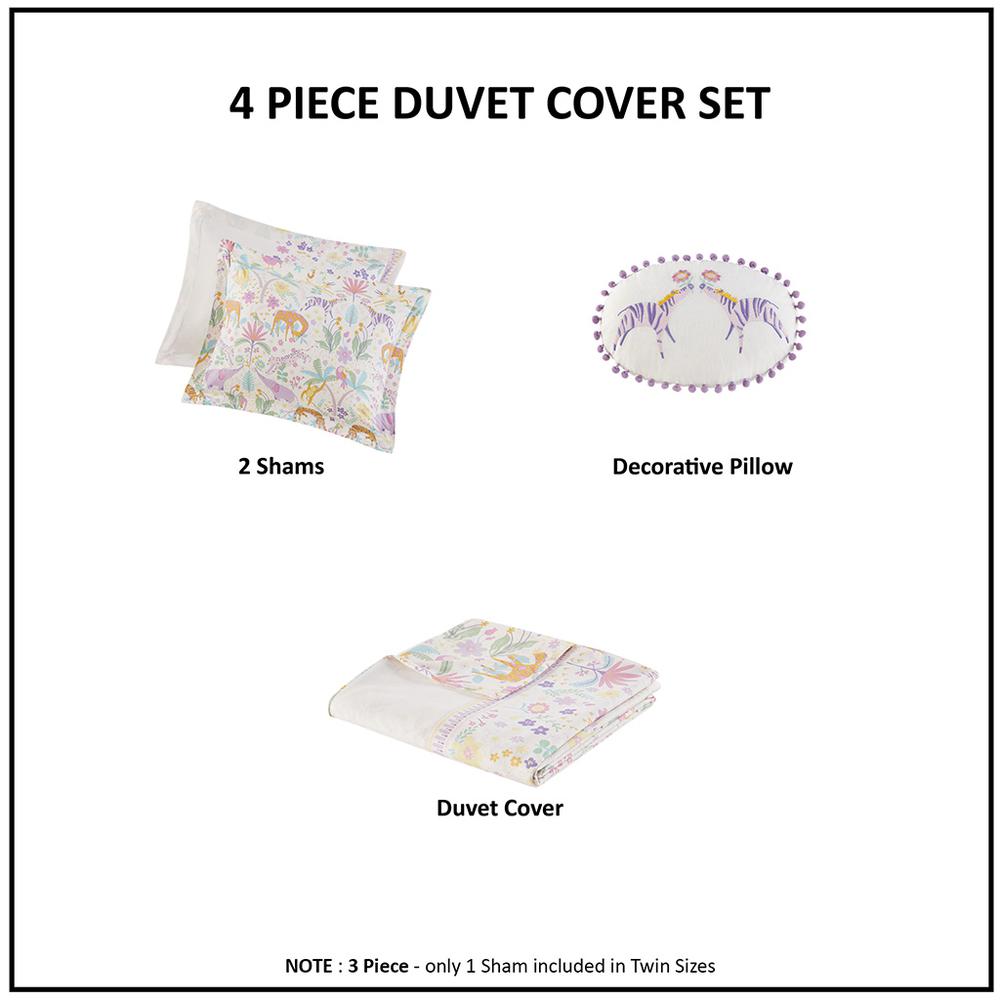 Floral Reversible Cotton Duvet Cover Set with Throw Pillow. Picture 1