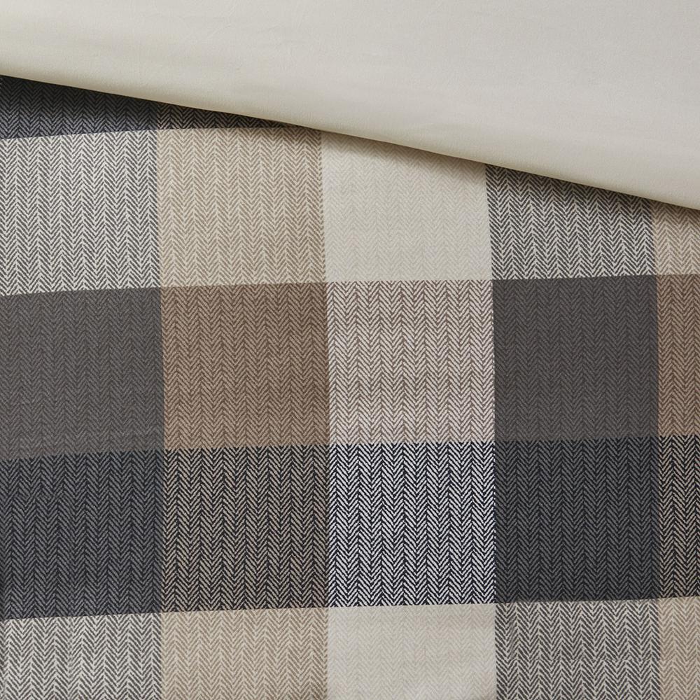 Ridge 6 Piece Herringbone Duvet Cover Set, Neutral color. Picture 1