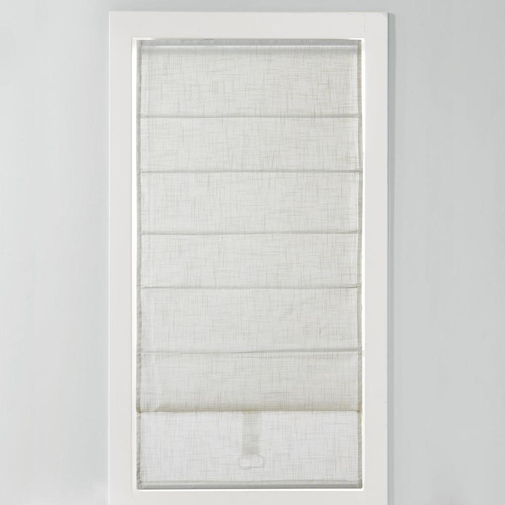 Linen Blend Light Filtering Cordless Roman Shade. Picture 1