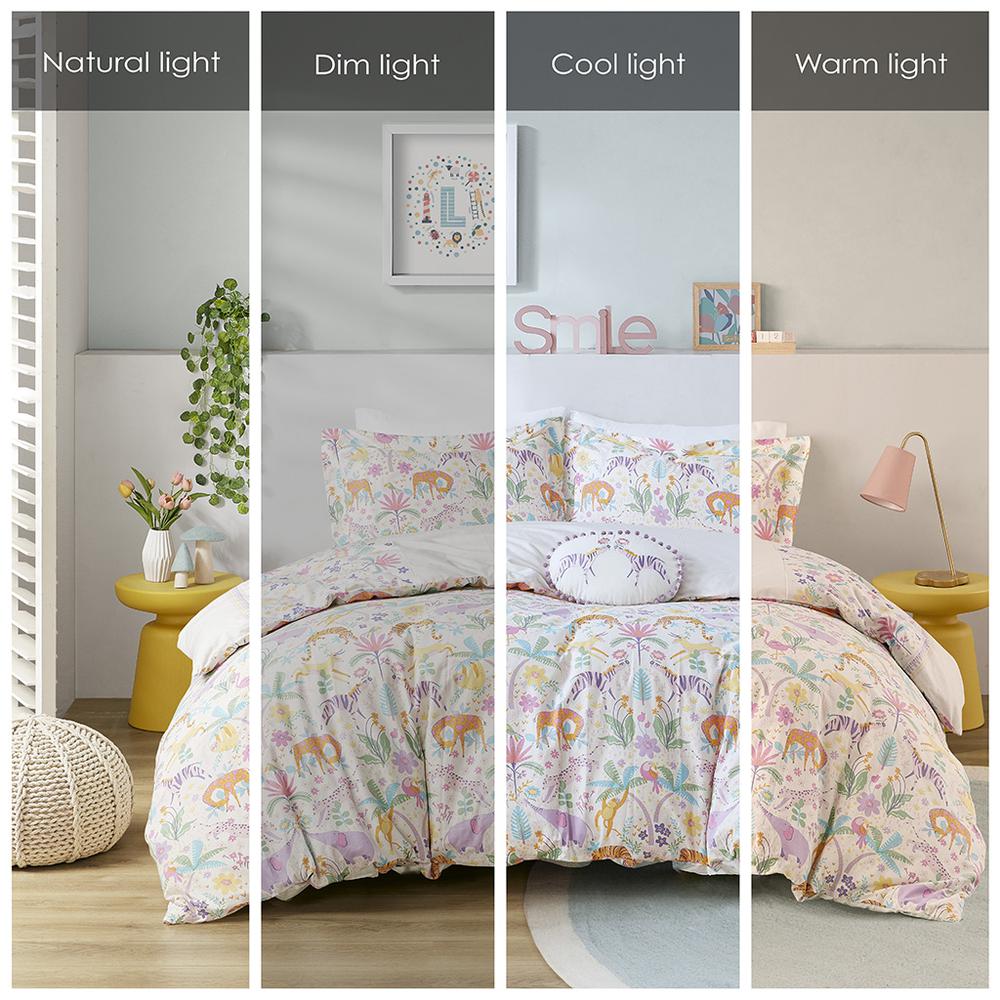Floral Reversible Cotton Duvet Cover Set with Throw Pillow. Picture 4