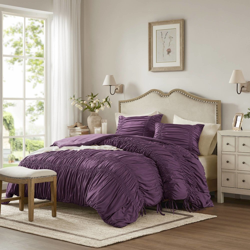 Mia Comforter Set, Purple color. Picture 1