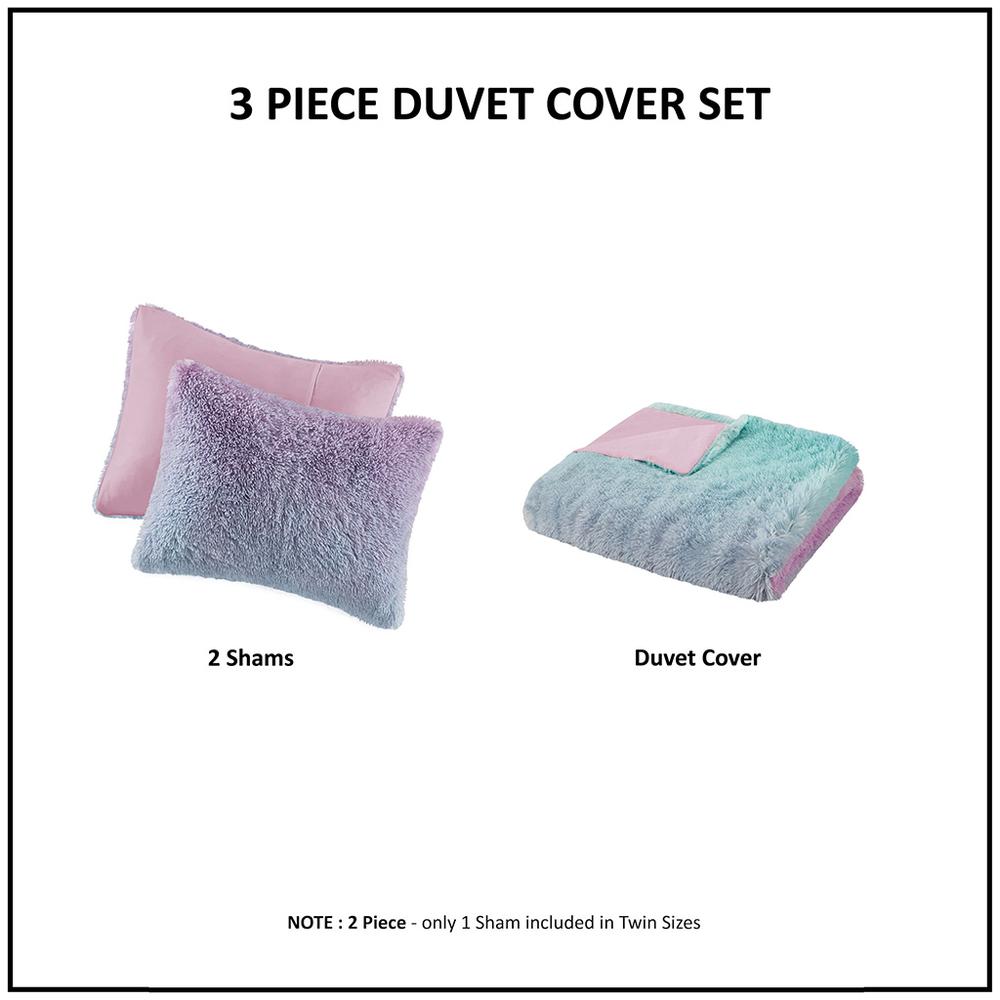 Ombre Shaggy Faux Fur Duvet Cover Set. Picture 1