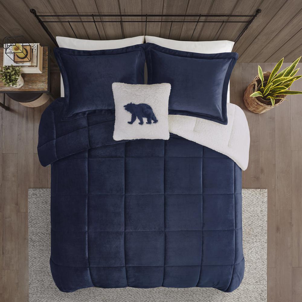 Plush to Sherpa Down Alternative Comforter Set. Picture 1