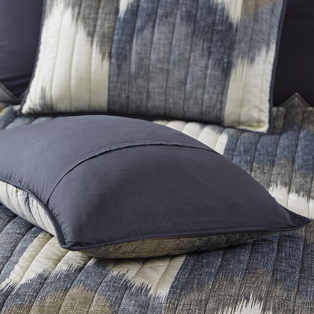 Alpine 3 Piece Printed Cotton Quilt Set, Navy color. Picture 2