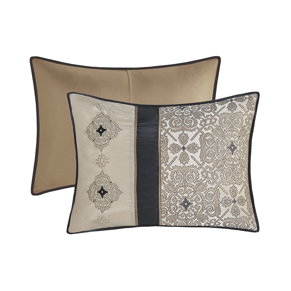 7 Piece Jacquard Comforter Set with Throw Pillows. Picture 1