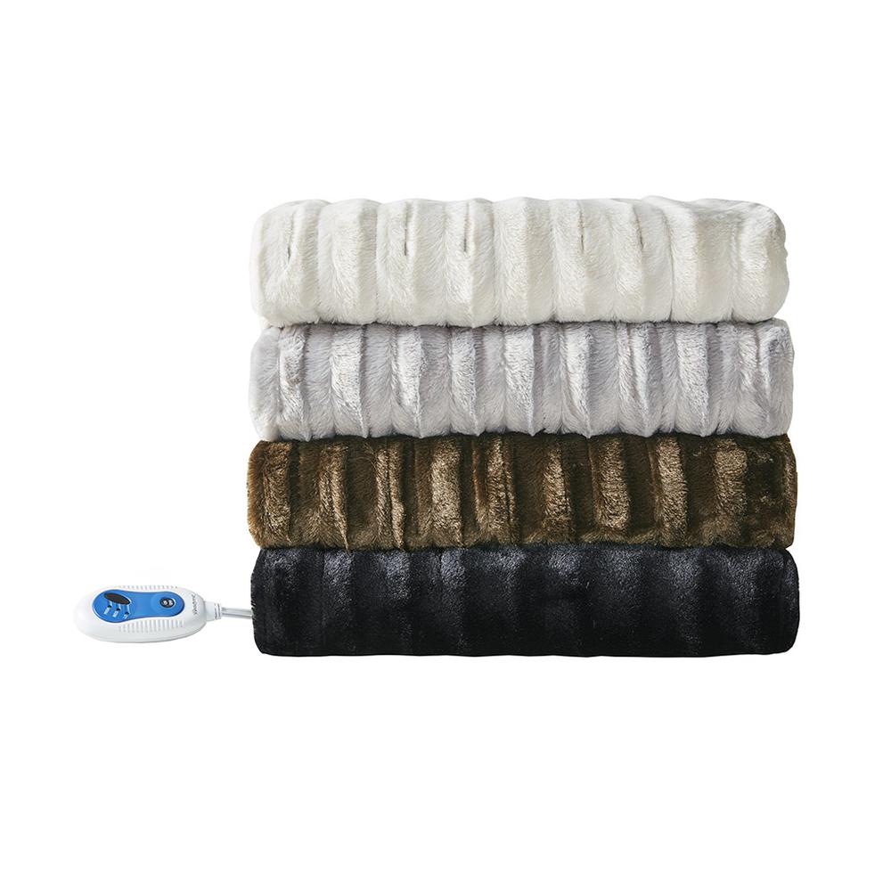 Faux Fur Heated Throw. Picture 1