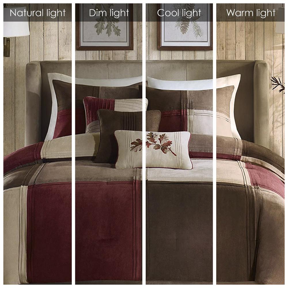 Jackson Blocks 7 Piece Microsuede Comforter Set, Red color. Picture 5