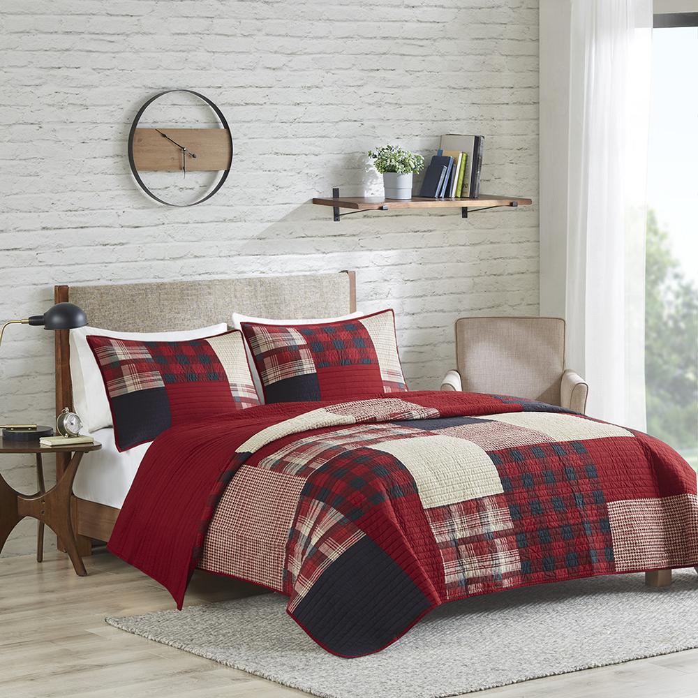 Sunset Oversized Cotton Quilt Mini Set, Red color. Picture 4
