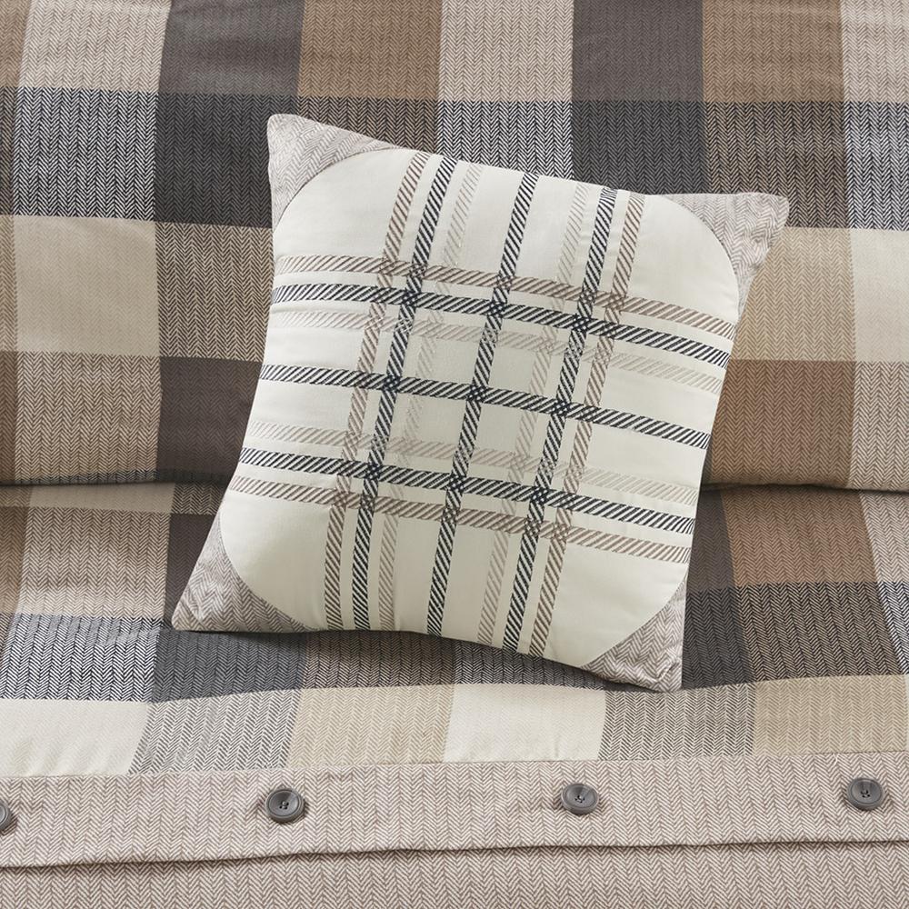 Ridge 6 Piece Herringbone Duvet Cover Set, Neutral color. Picture 5