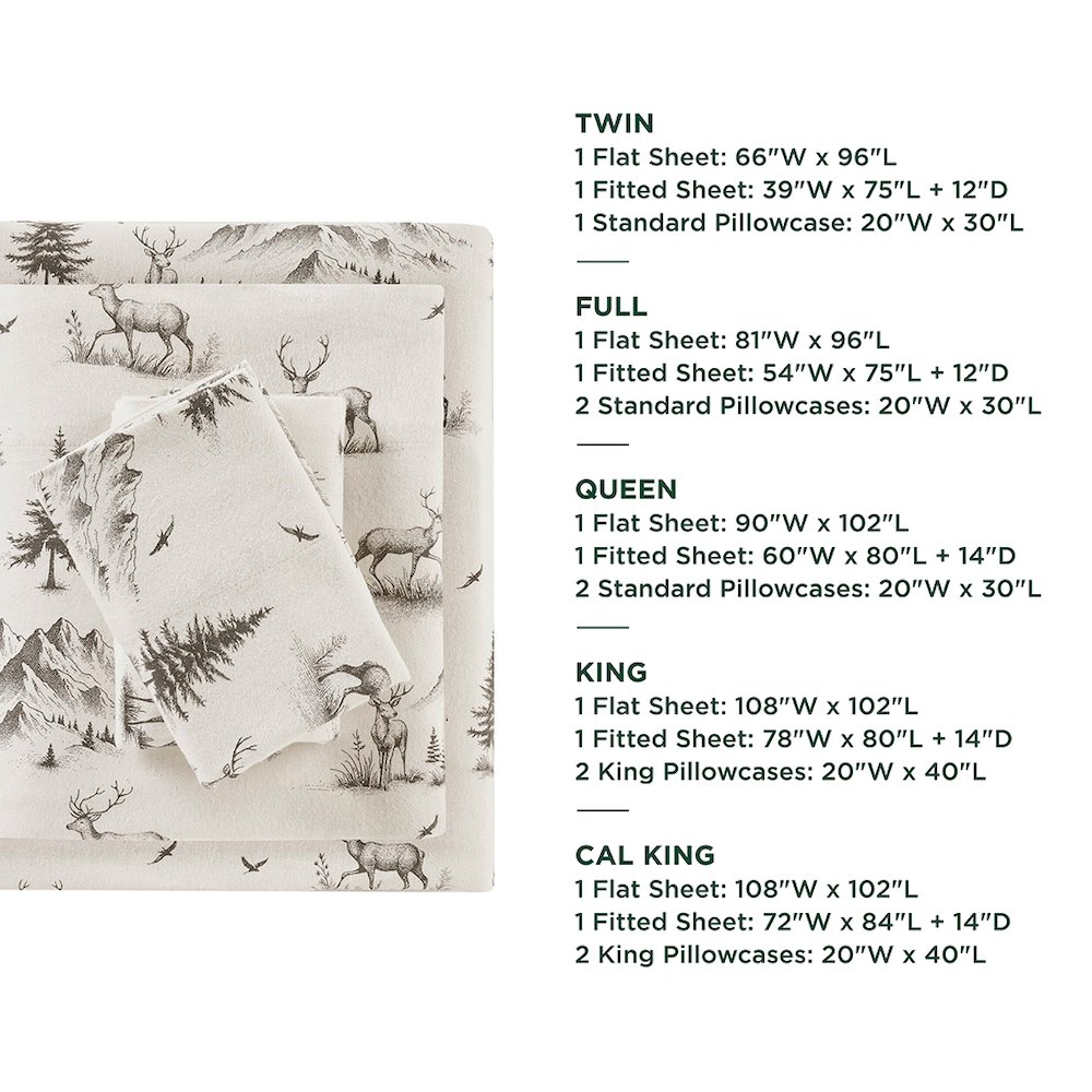 Cotton Flannel Sheet Set in Gray Deer Toile. Picture 4