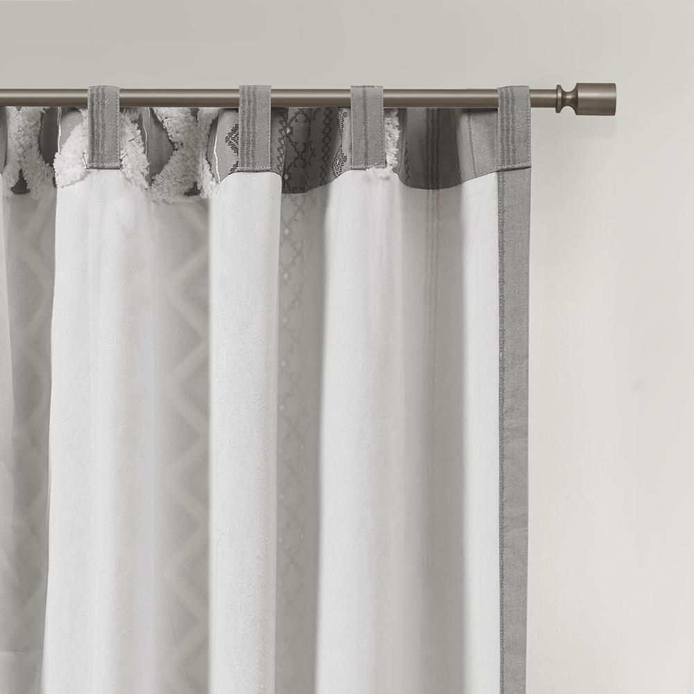 Cotton Printed Curtain Panel with Chenille Stripe and Lining. Picture 5