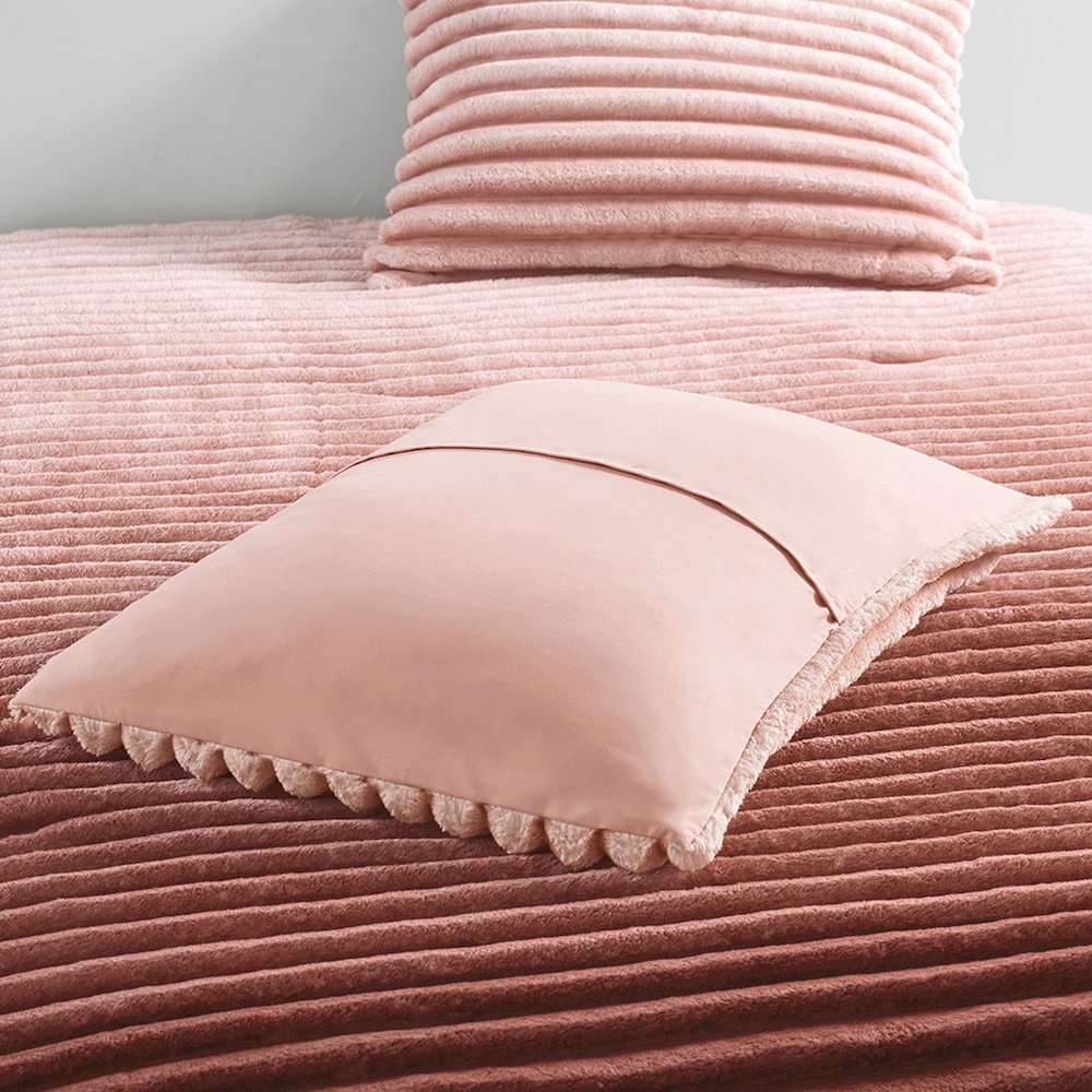 Avril Fluffy Ribbed Plush Comforter Set, Blush Ombre color. Picture 2
