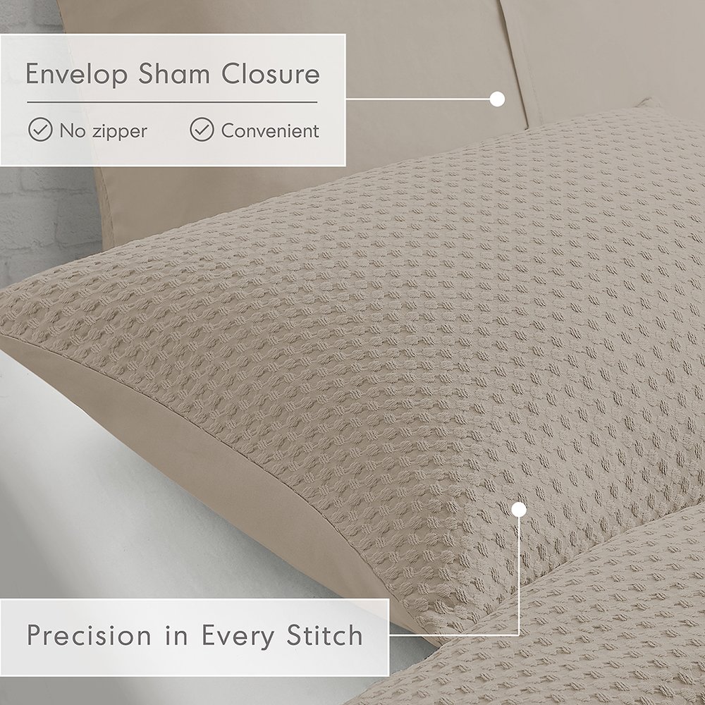 Mina Waffle Weave Textured Comforter Set, Neutral color. Picture 3