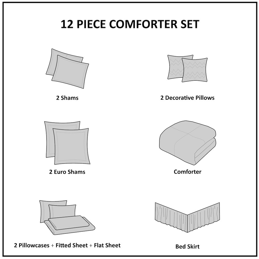 12 Piece Comforter Set with Cotton Bed Sheets. Picture 1