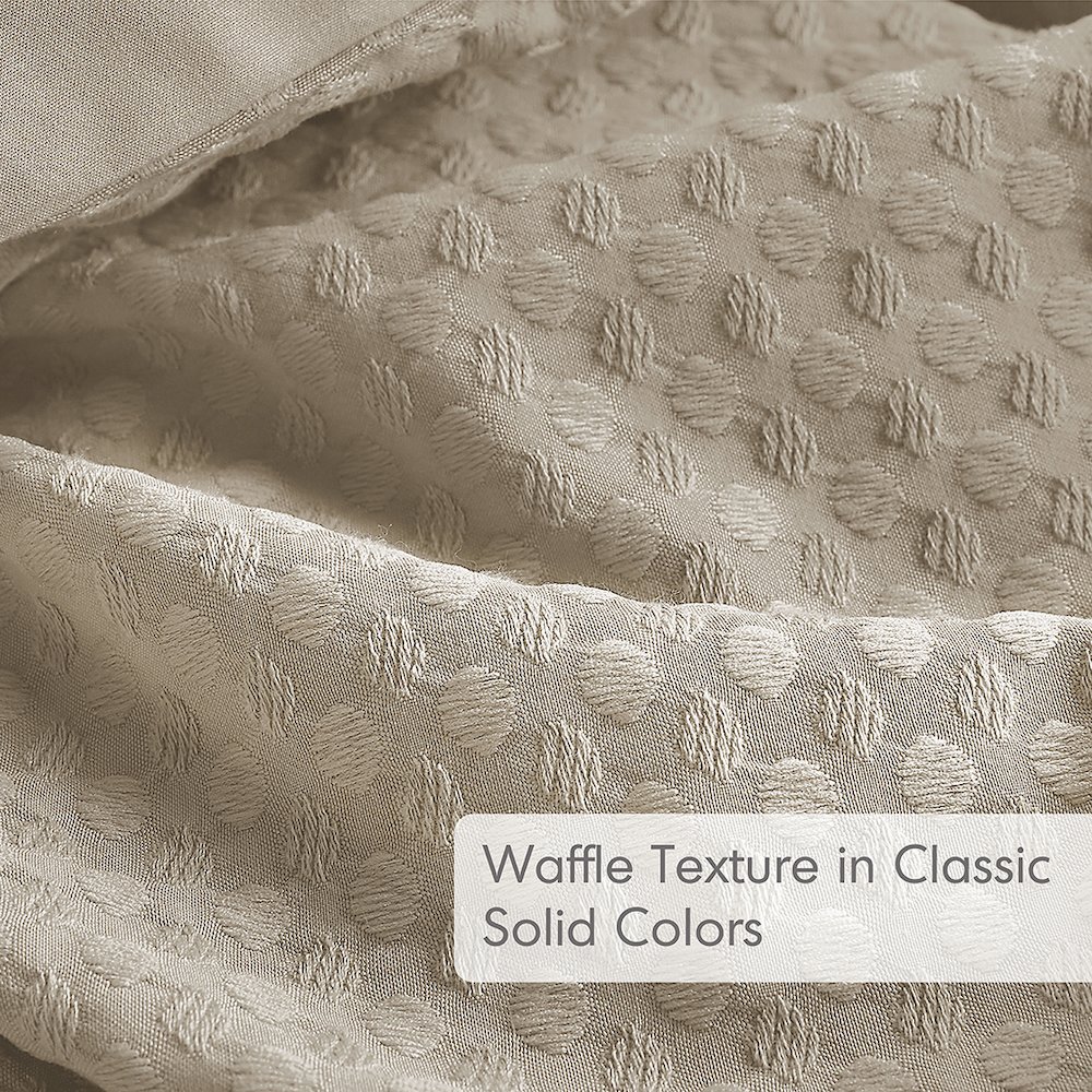 Mina Waffle Weave Textured Duvet Cover Set, Neutral color. Picture 3