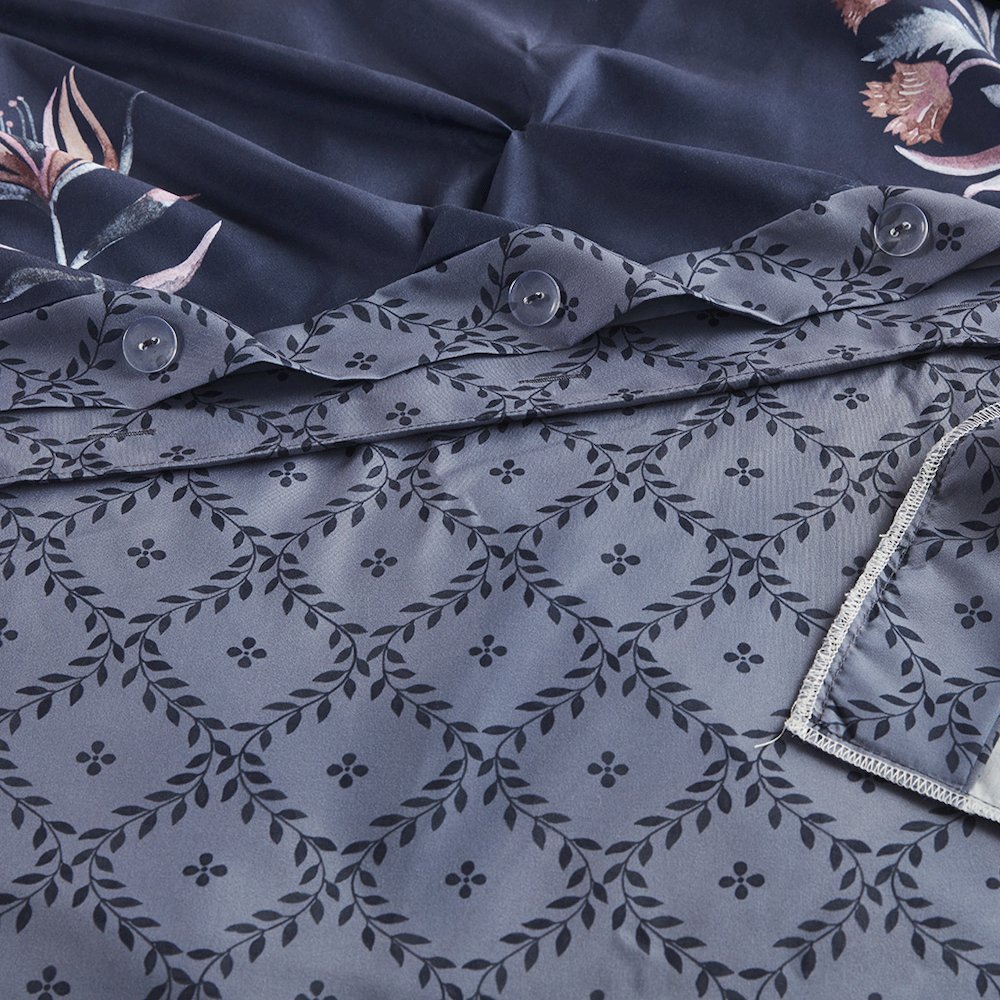 Marfa 3 Piece Pintuck Duvet Cover Set in Navy Color. Picture 5