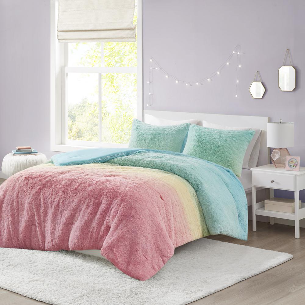 Ombre Shaggy Faux Fur Comforter Set. Picture 2
