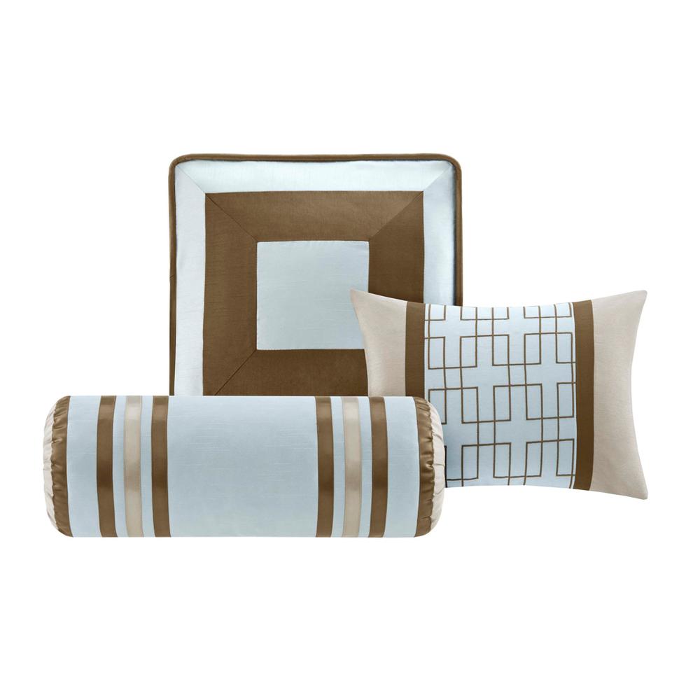 Genevieve 7 Piece Comforter Set, Blue color. Picture 1