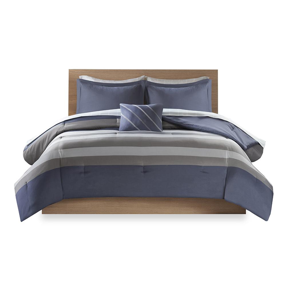 Striped Comforter Set with Bed Sheets. Picture 1