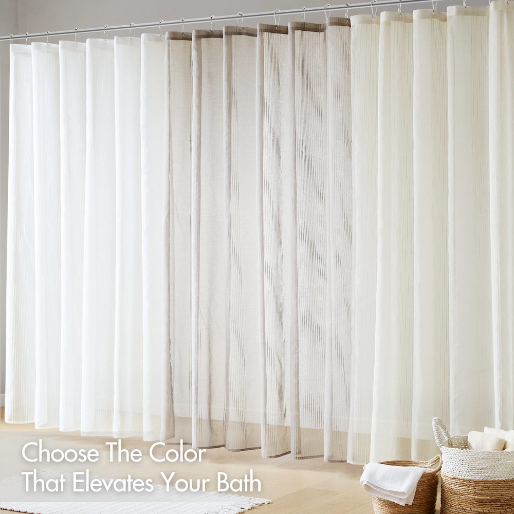 Anna Sheer Shower Curtain, Ivory color. Picture 1