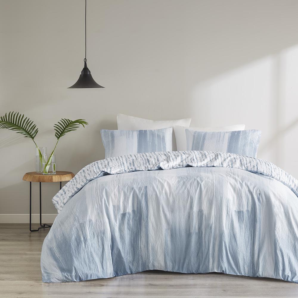 3 Piece Oversized Reversible Seersucker Duvet Cover Mini Set. Picture 4