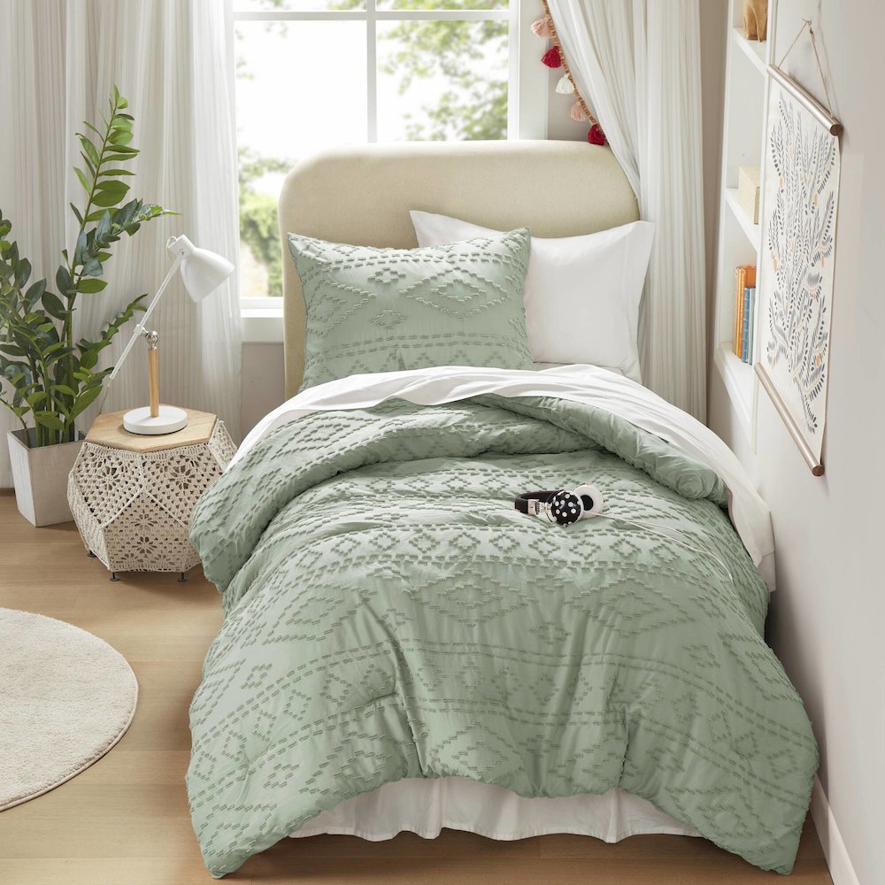 Gigi Comforter Mini Set, Sage Green color. Picture 2