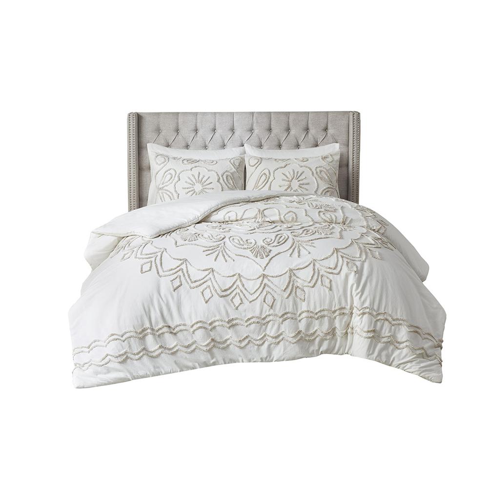 3 Piece Tufted Cotton Chenille Duvet Cover Set. Picture 3