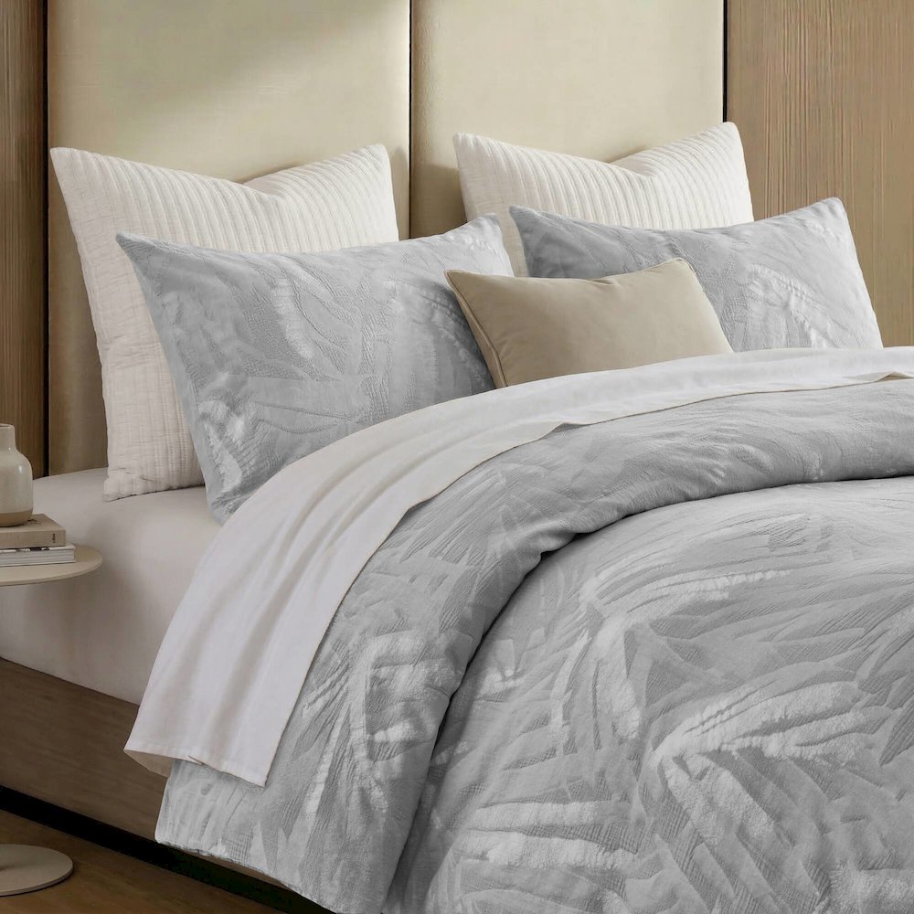 Coastal Leaves 3 Piece 3 Piece Cotton Duvet Set. Picture 3