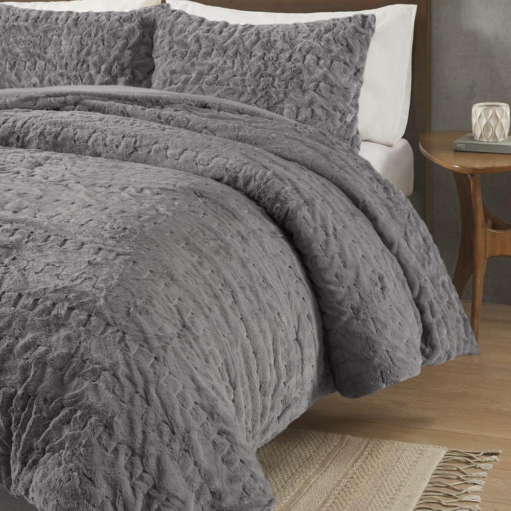 Ruched Fur Down Alternative Comforter Set. Picture 4