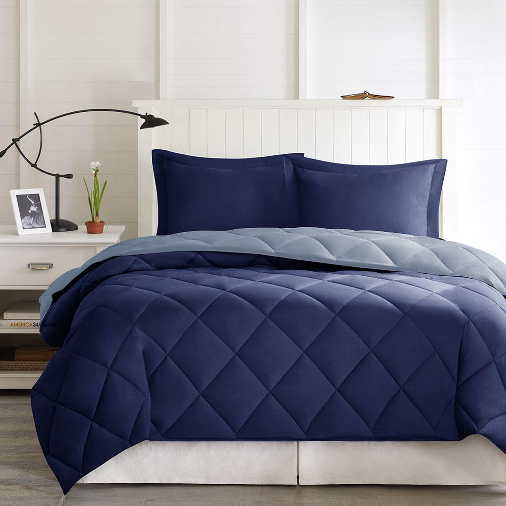 3M Scotchgard Diamond Quilting Reversible Down Alternative Comforter Set. Picture 4