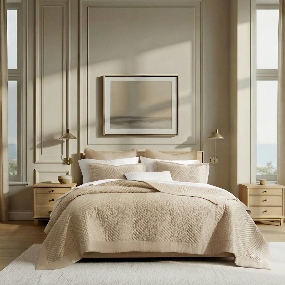 Liam Hotel 3 Piece Cotton Quilt Set. Picture 1