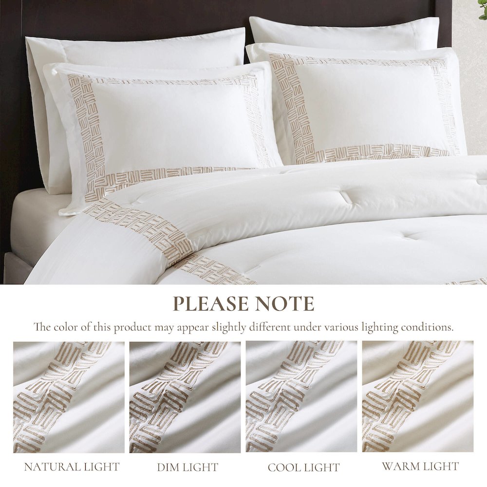 4 Piece Cotton Sateen With Embroidery Oversized Comforter Set. Picture 3