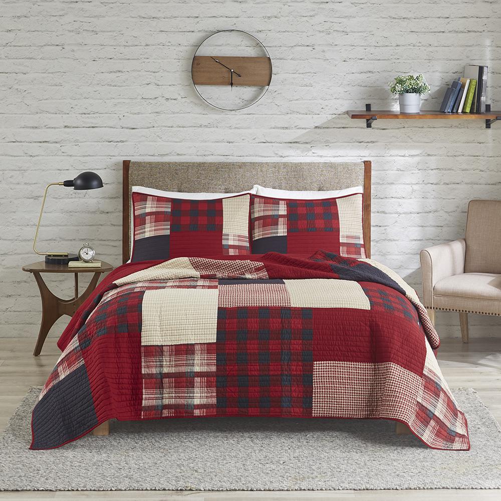 Sunset Oversized Cotton Quilt Mini Set, Red color. Picture 1