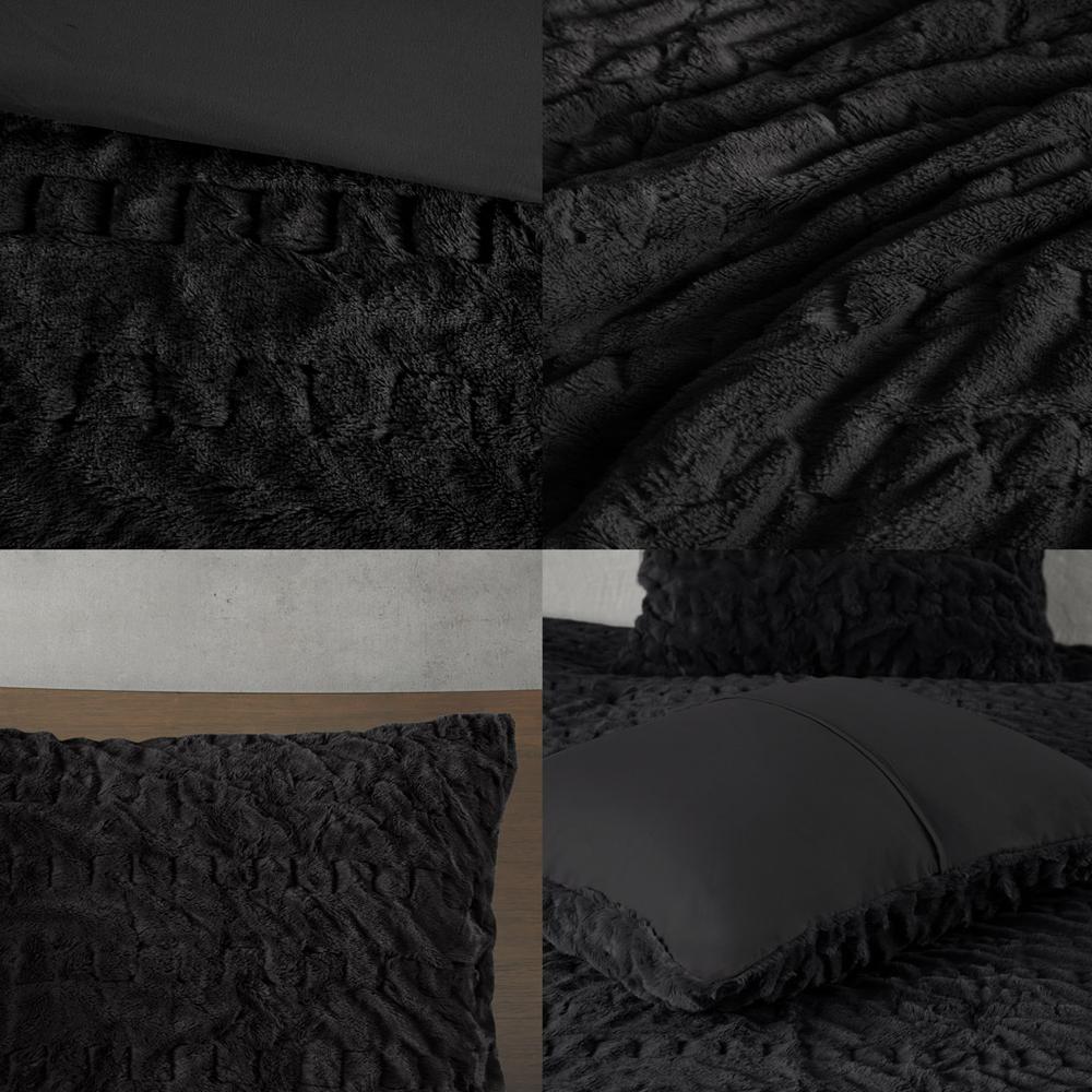 Ruched Fur Down Alternative Comforter Set. Picture 5