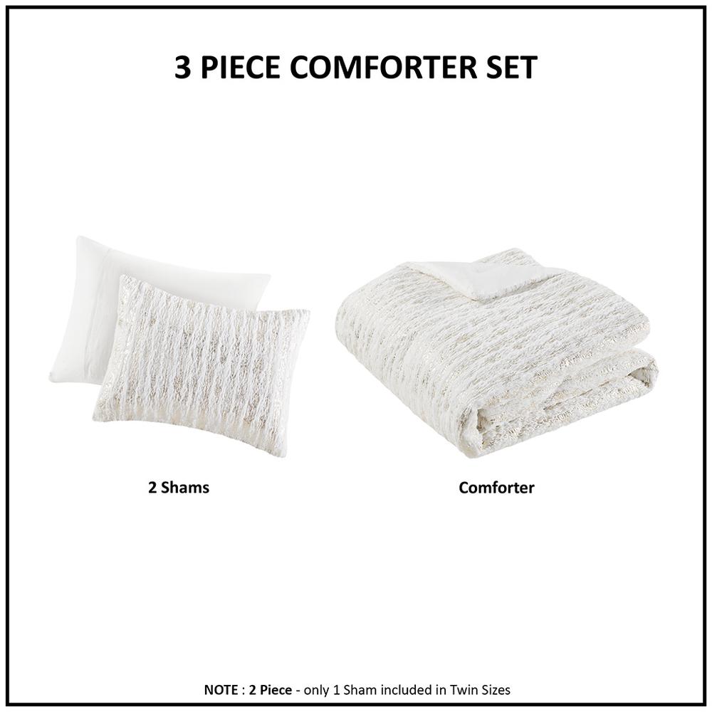 Metallic Print Faux Fur Comforter Set. Picture 1