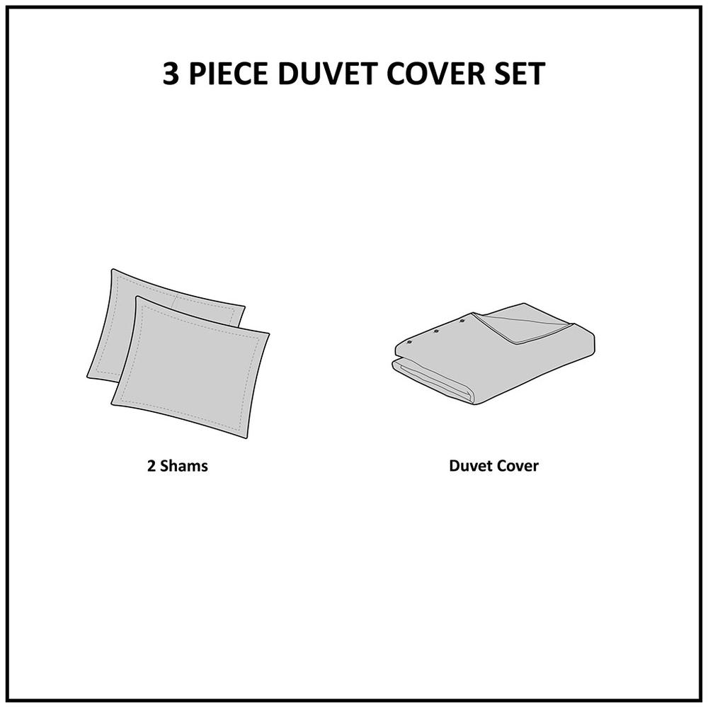 Allegany 3 Piece Jacquard Duvet Cover Set, Blue color. Picture 2