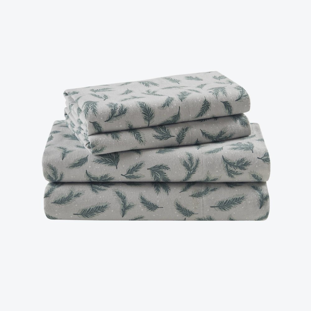 Flannel 100% Cotton Flannel Printed Sheet Set, Pine Branches color. Picture 1