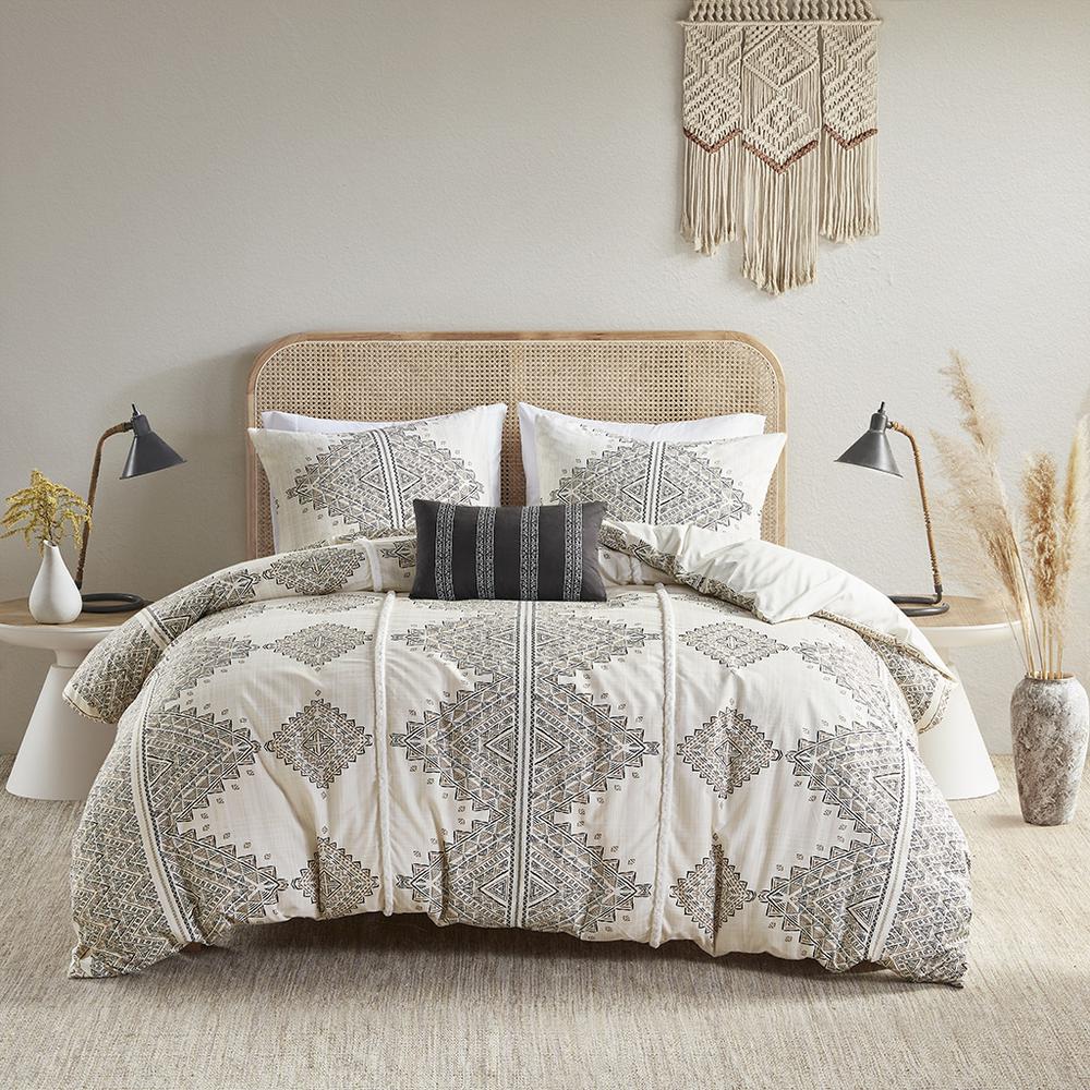 4 Piece Printed Duvet Cover Set with Throw Pillow. Picture 3
