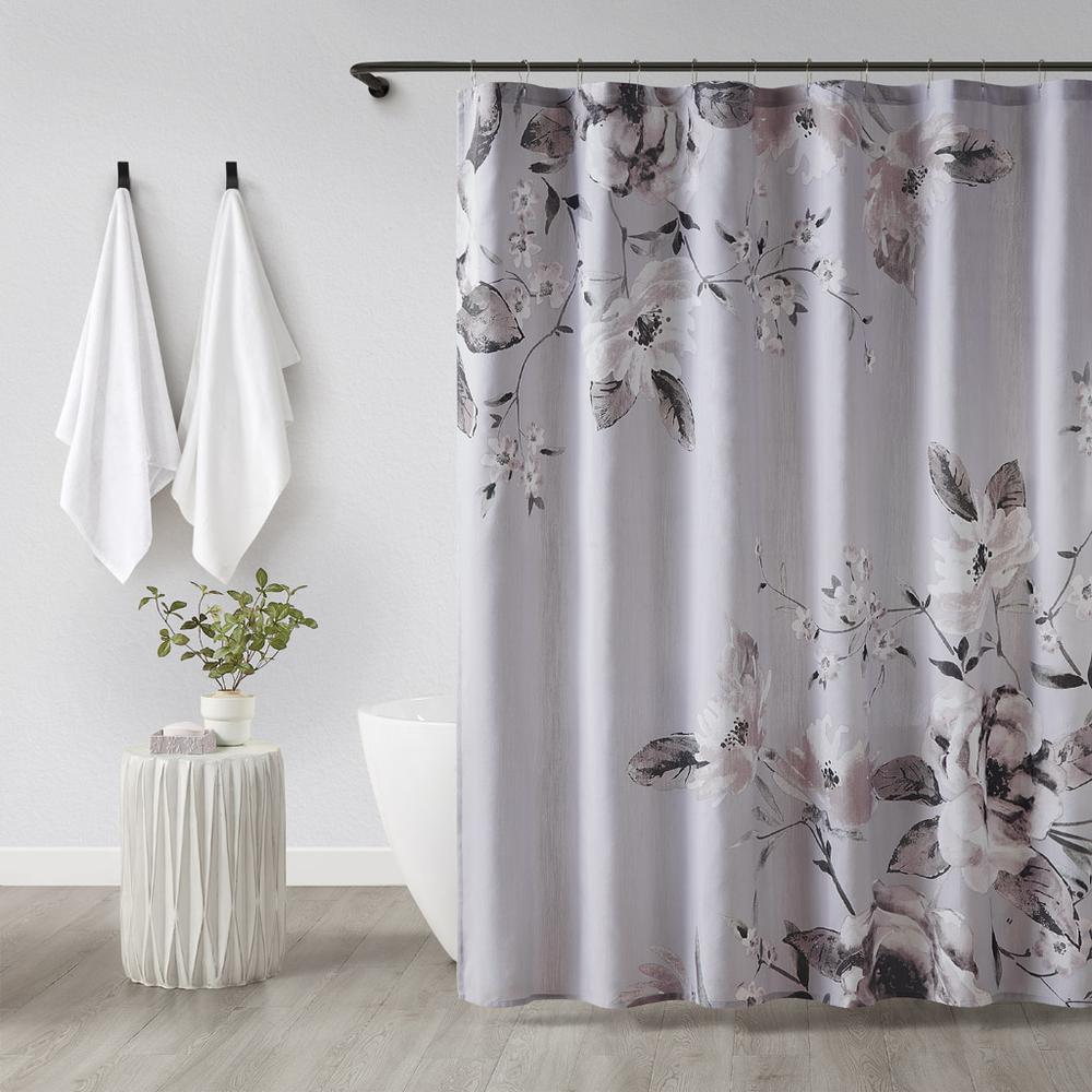 Floral Printed Cotton Shower Curtain. Picture 1