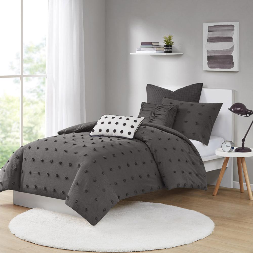 Cotton Jacquard Comforter Set with Euro Shams and Throw Pillows. Picture 4