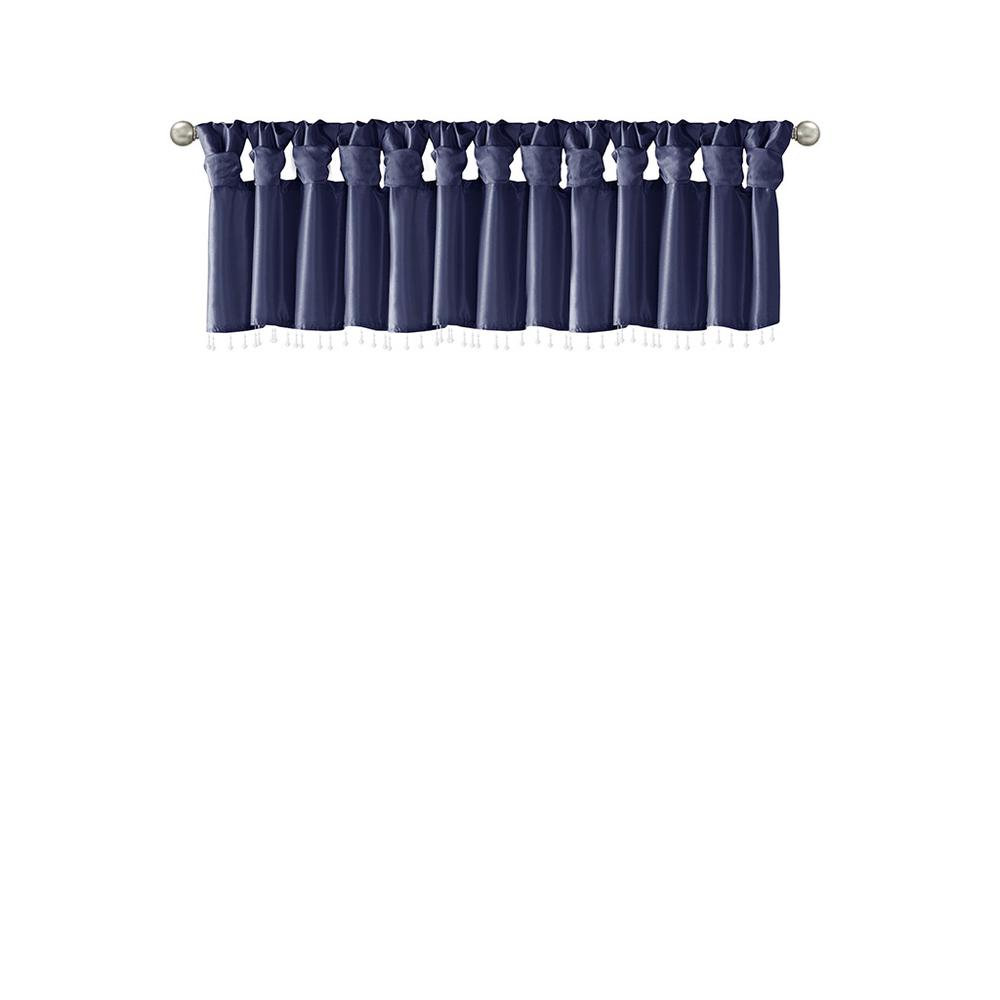 Lightweight Faux Silk Valance With Beads. Picture 1