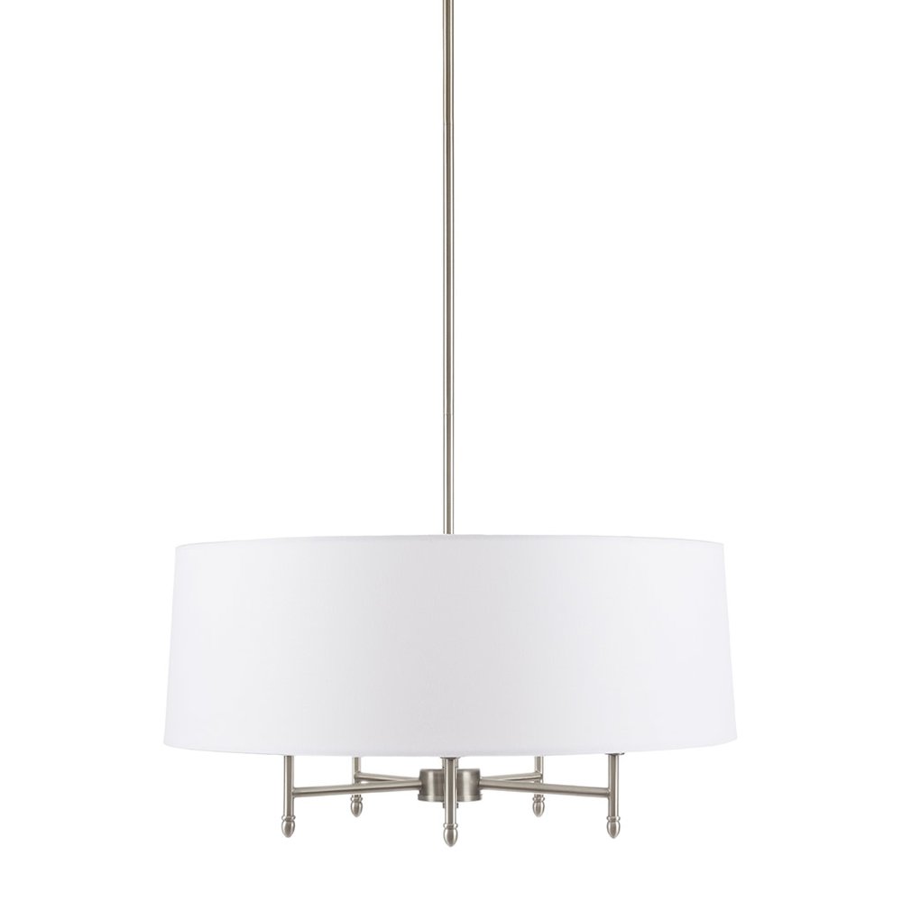 5-Light White Drum Shade Chandelier. Picture 5