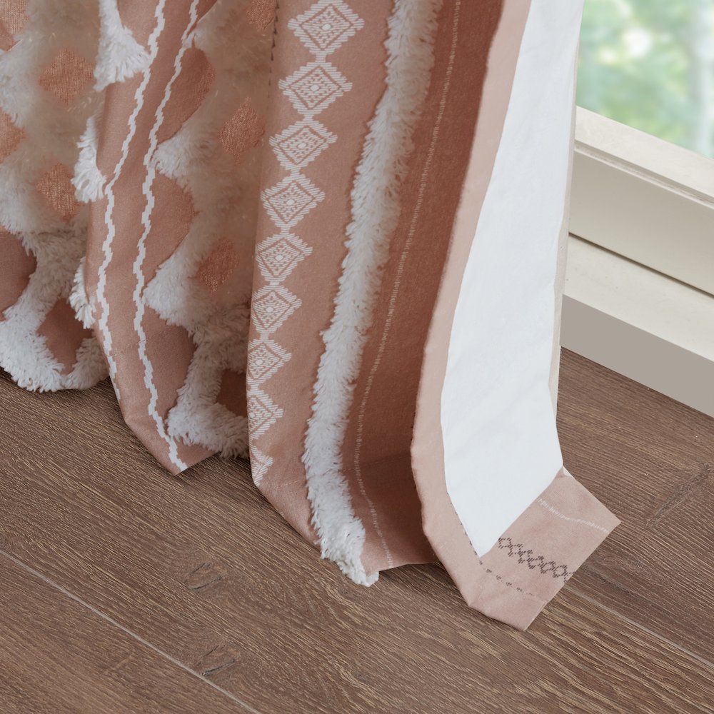 Imani Cotton Printed Curtain Panel with Chenille Stripe and Lining. Picture 3