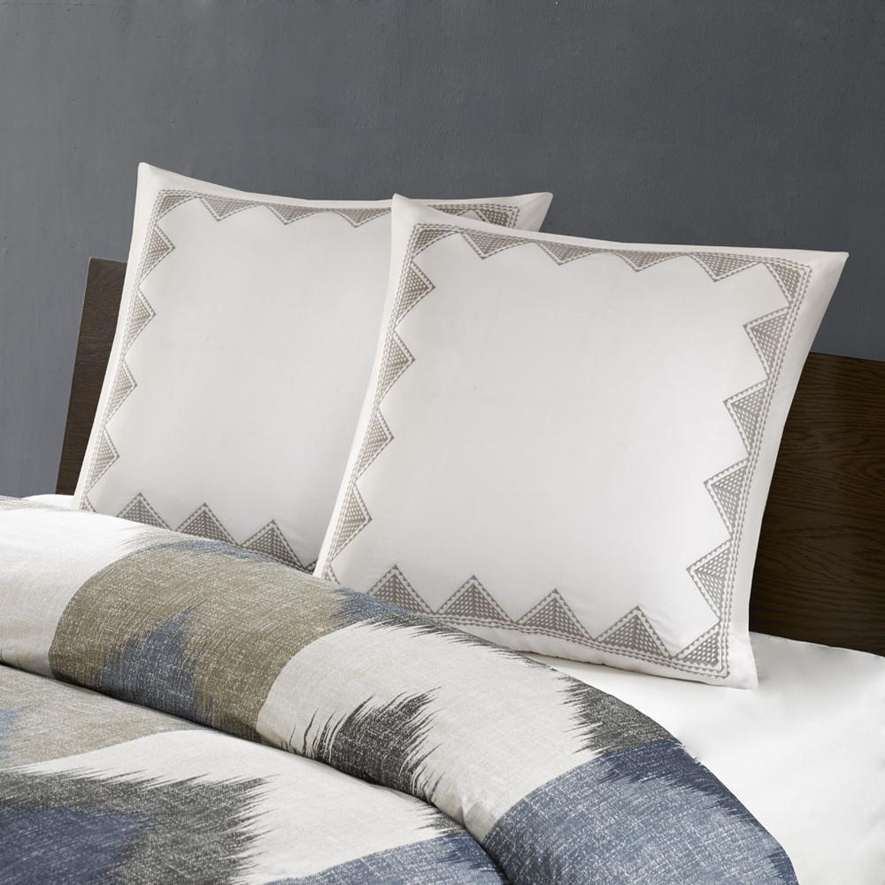Isla Cotton Embroidered Euro Sham, White color. Picture 1