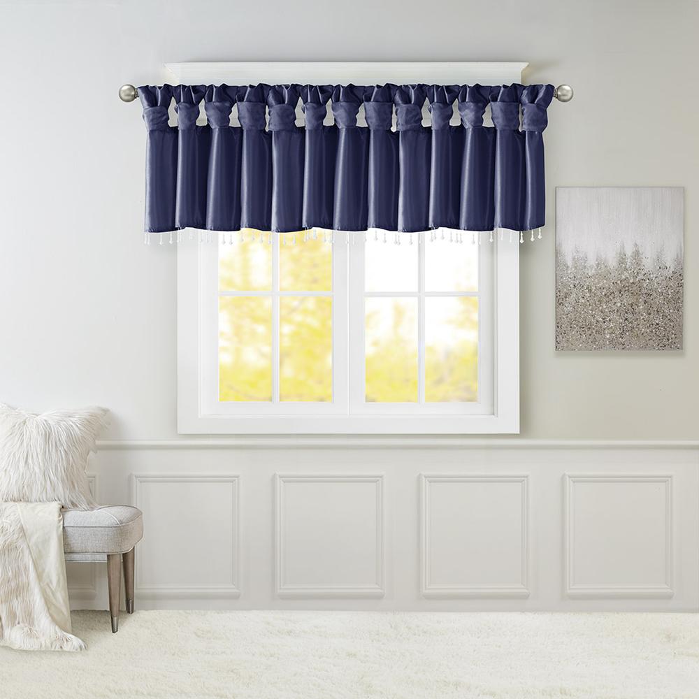 Lightweight Faux Silk Valance With Beads. Picture 4