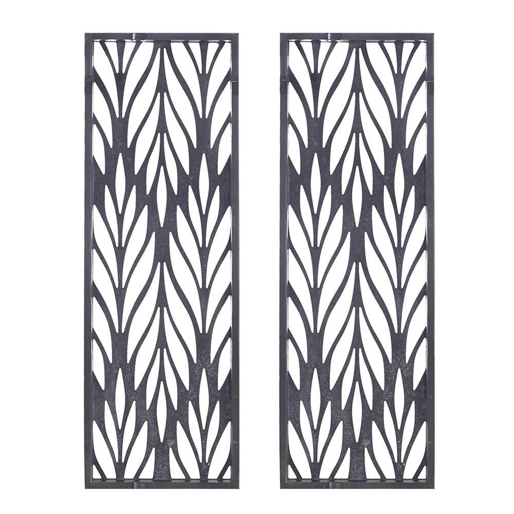 Grey Laser Cut Wood 2-piece Panel Wall Decor Set. Picture 3