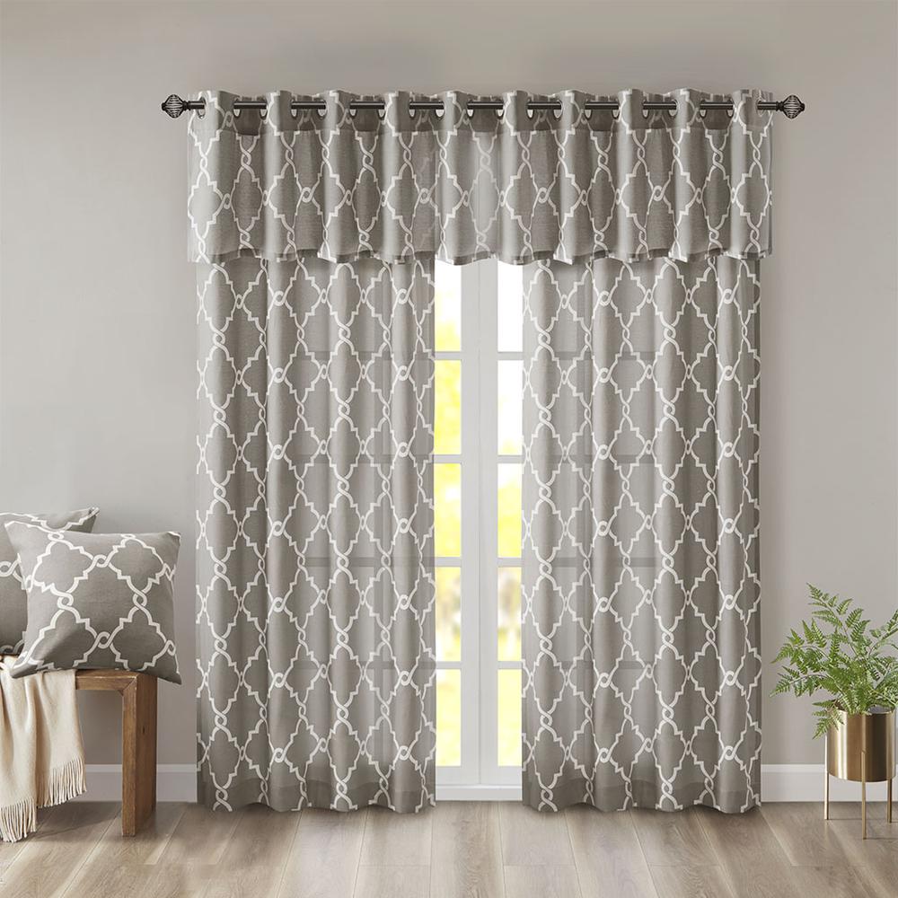 Fretwork Print Grommet Top Window Valance. Picture 3